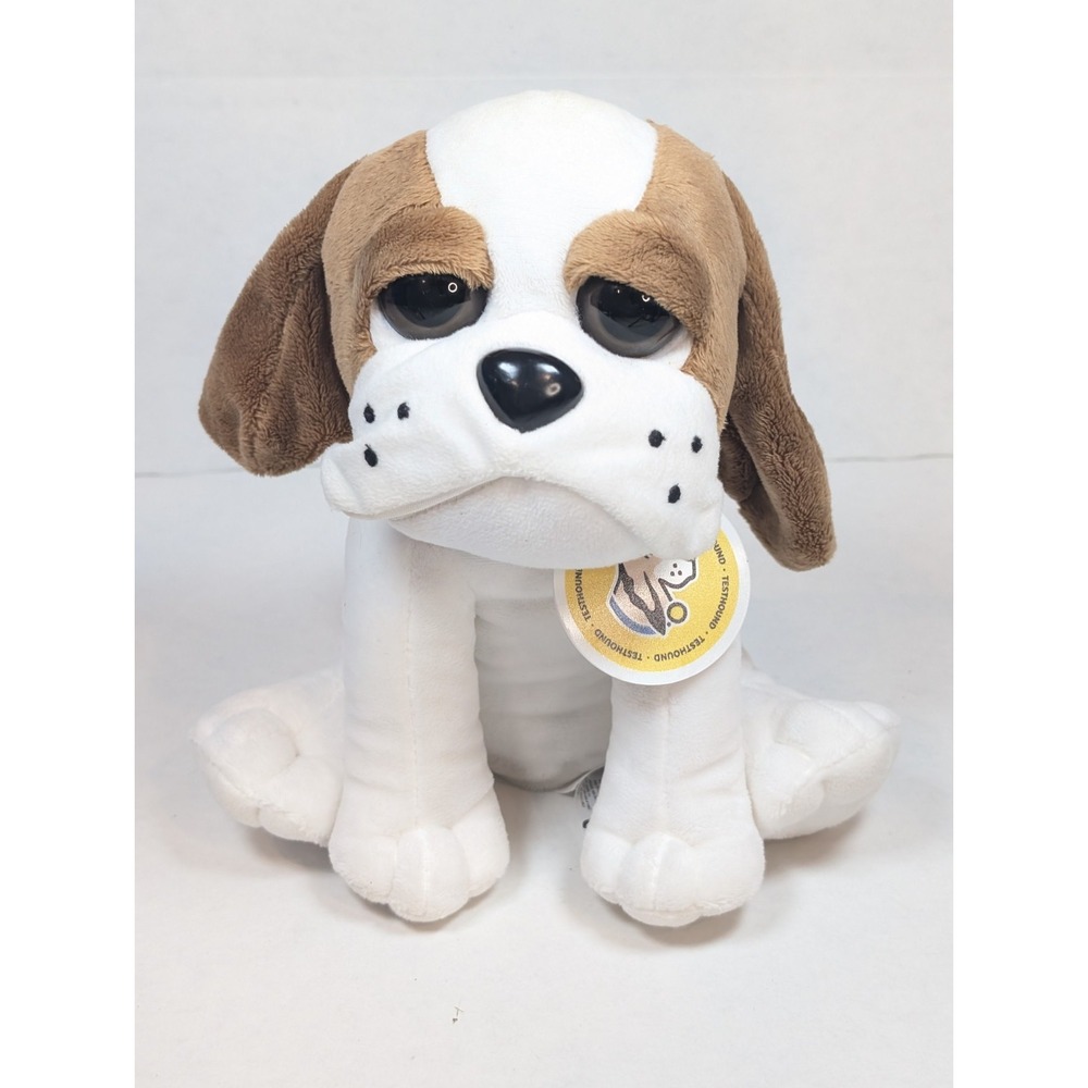 The Petting Zoo Vintage Hound Dog Plush 10" Brown White Floppy Ears Red Collar